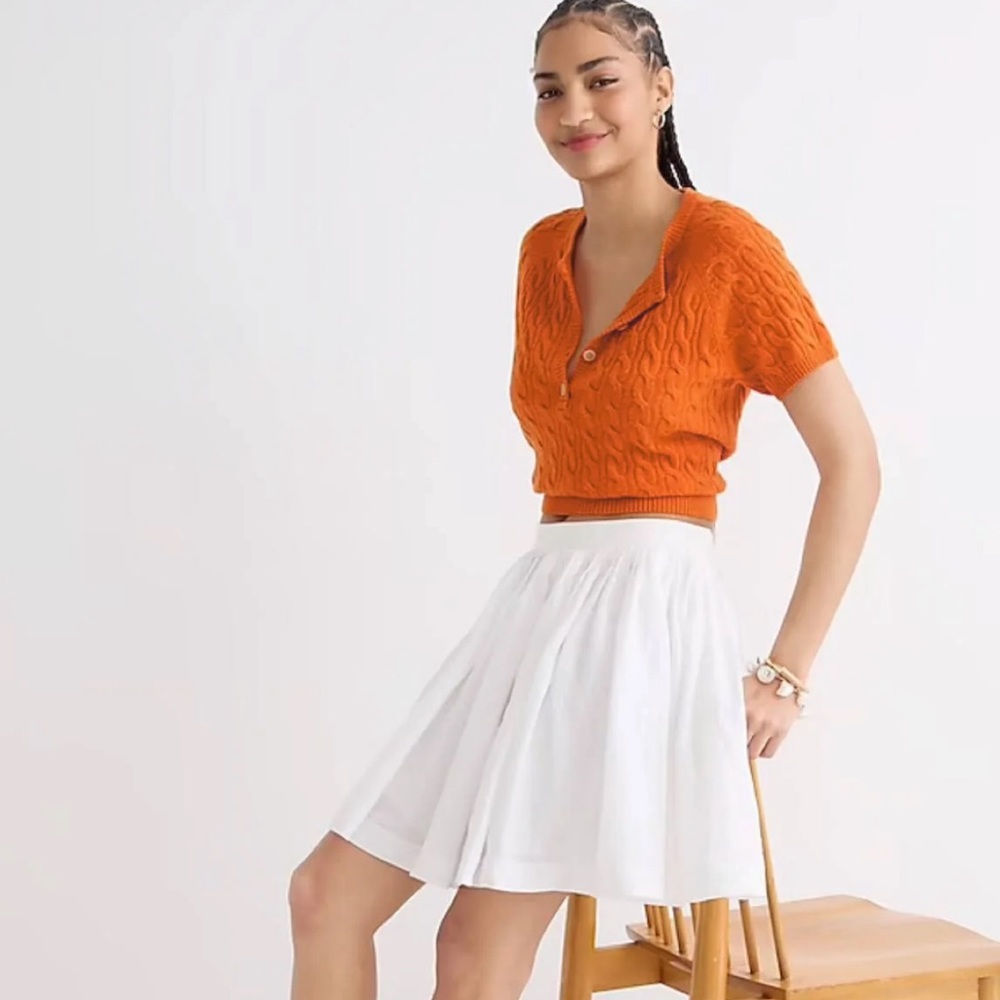 NWT J Crew Linen White Pleated Mini Skirt size 8 — Brand New!!